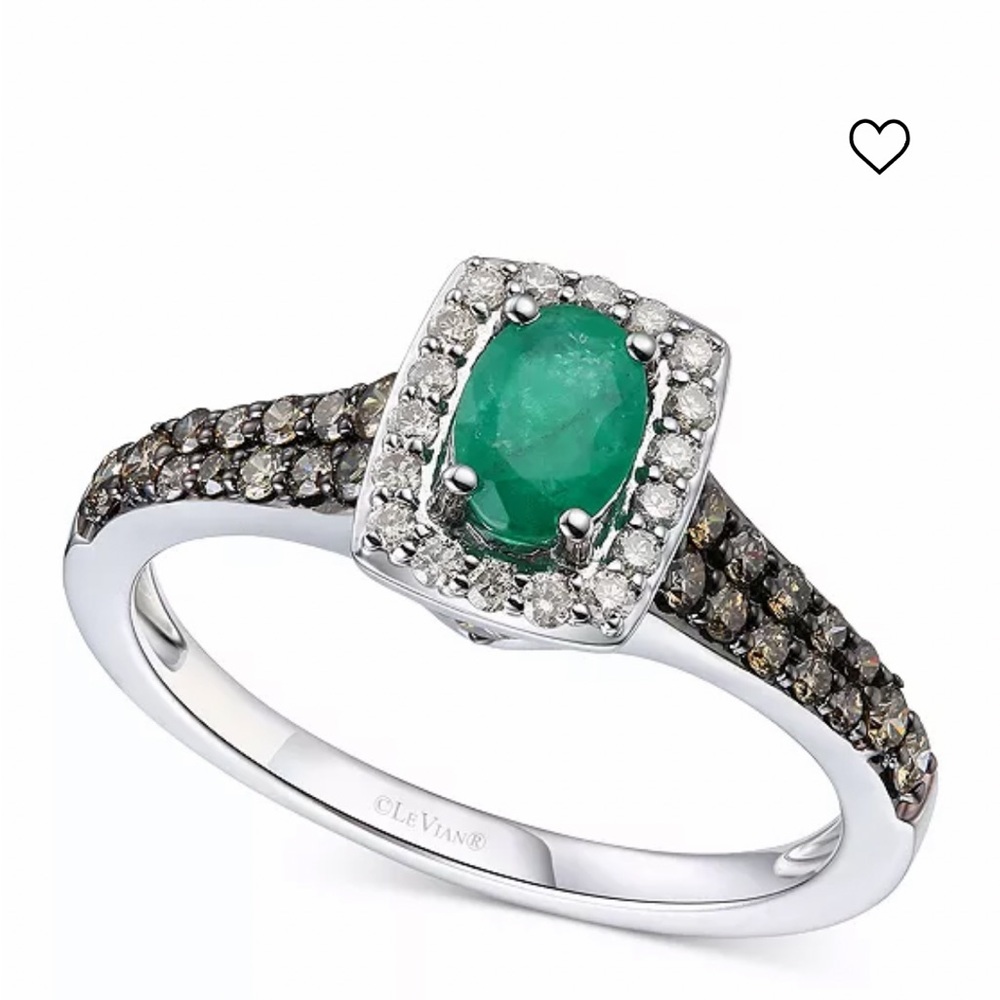 Levian 14k White Gold and 3/8 ct. Green Emerald Ring with 1/2 carat diamonds!